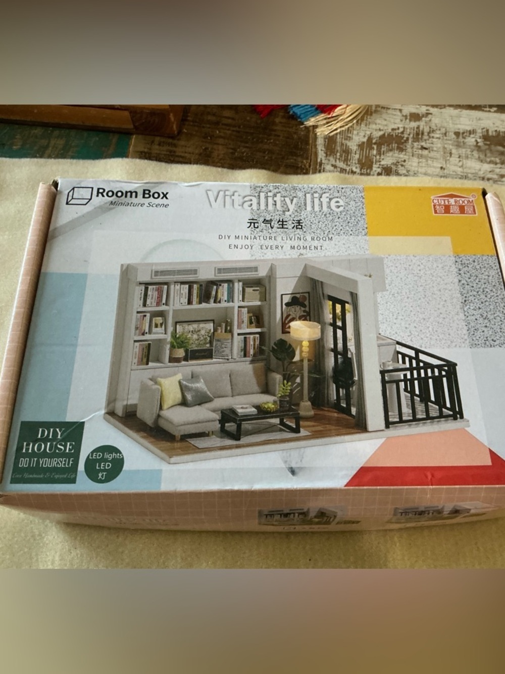 DIY Miniature Living Room Kit - Neutral Gray